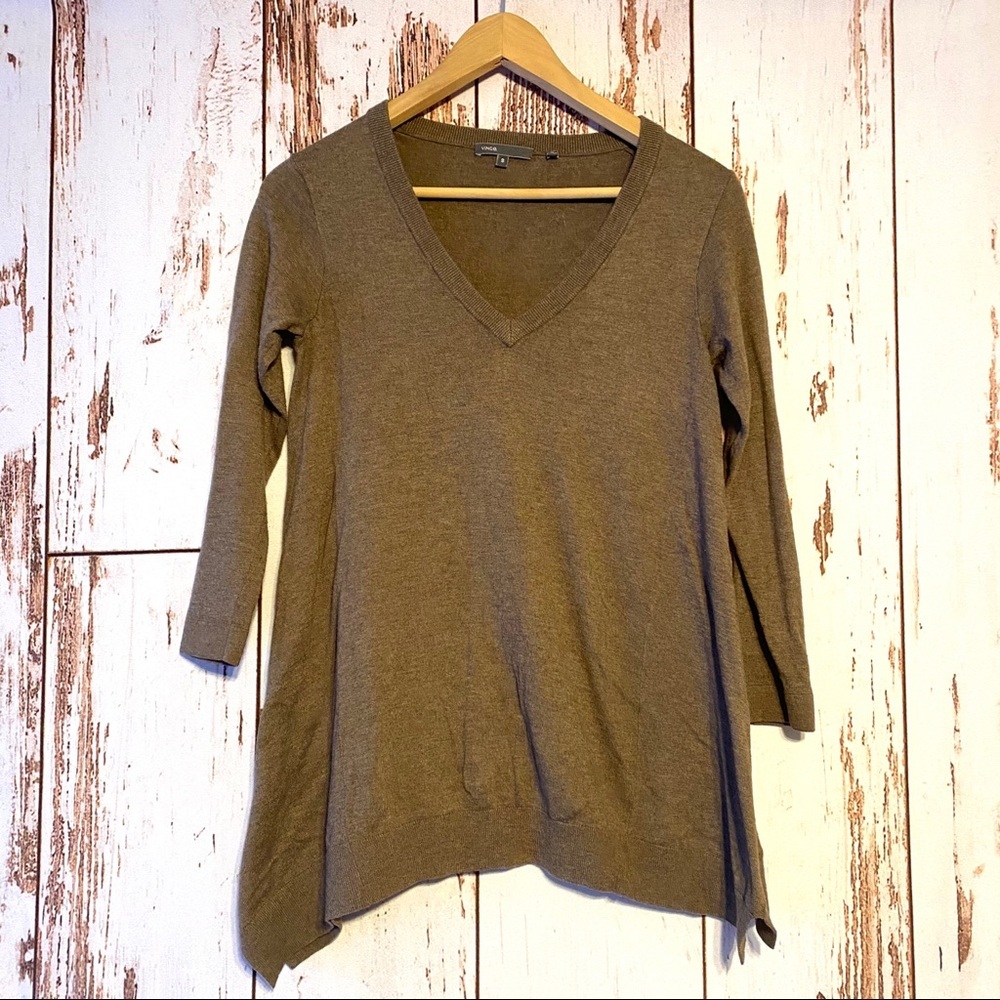 Vince Women's V-Neck Sweater - Tan - Picture 2 of 11